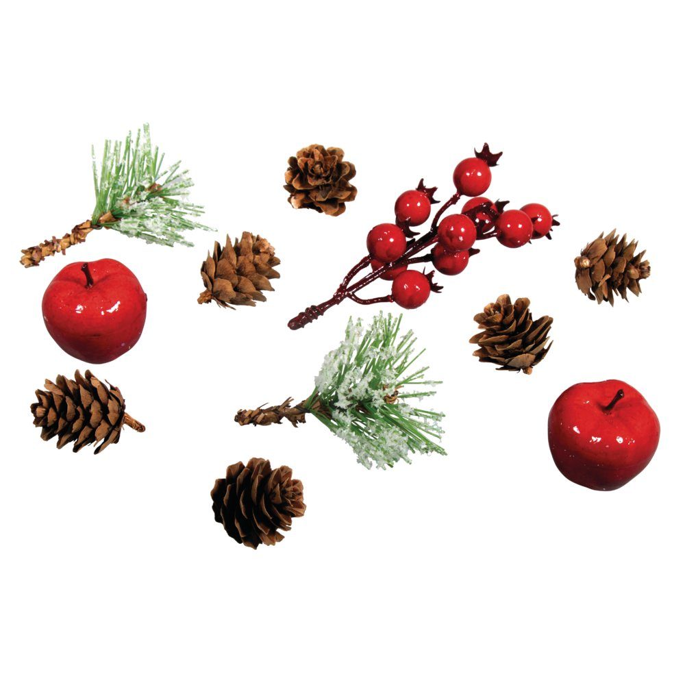 Rayher Hobby Hänge-Weihnachtsbaum Naturmix mit Äpfel und Beeren (11 St)