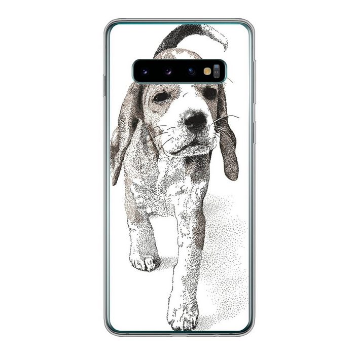 MuchoWow Handyhülle Eine Illustration eines Beagle-Welpen Phone Case Handyhülle Samsung Galaxy S10 Silikon Schutzhülle