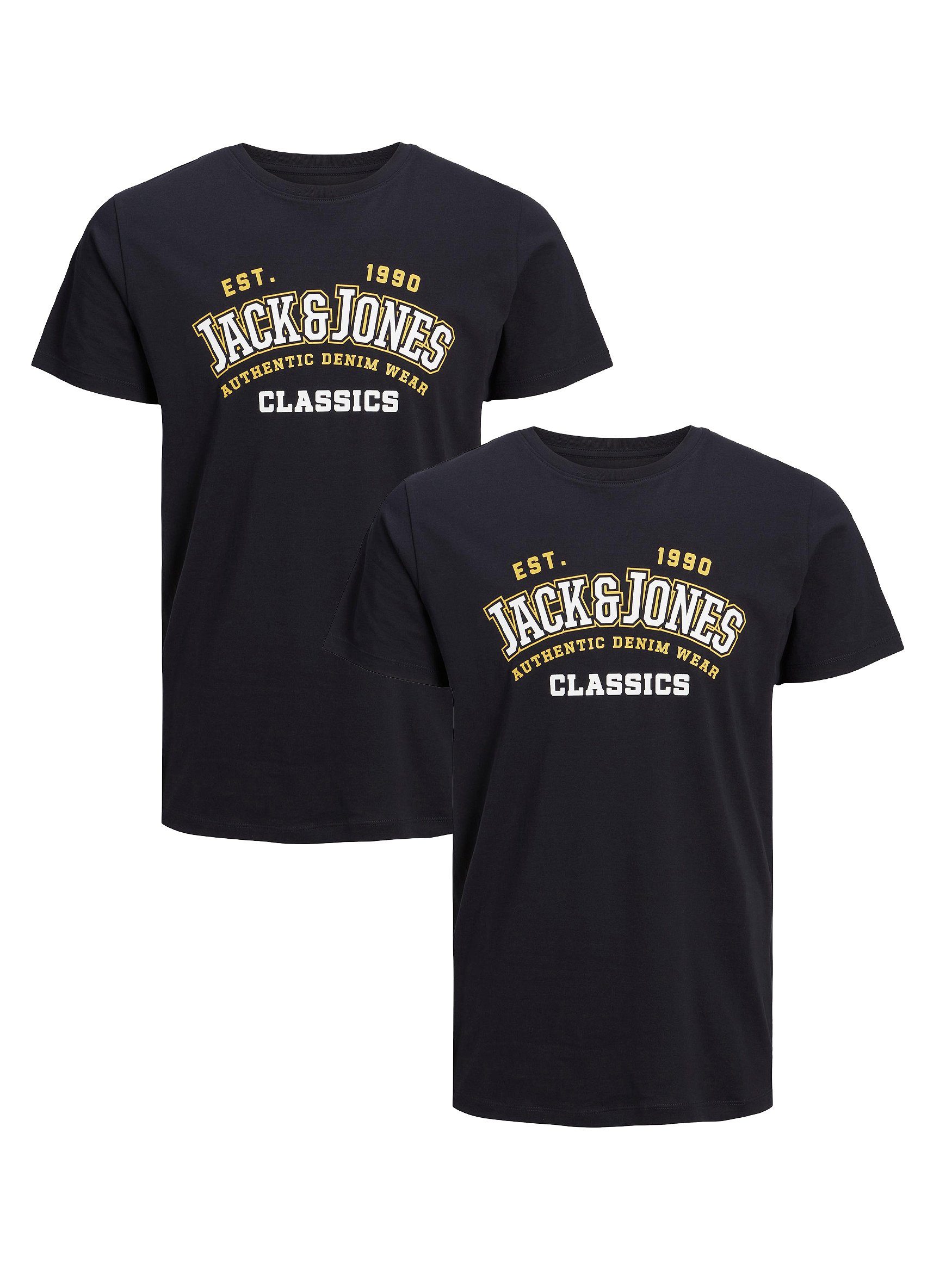 Kurzarm in 5576 Jack T-Shirt Basic (2-tlg) JJELOGO 2-er & Jones Shirt Set Navy Logo T-Shirt