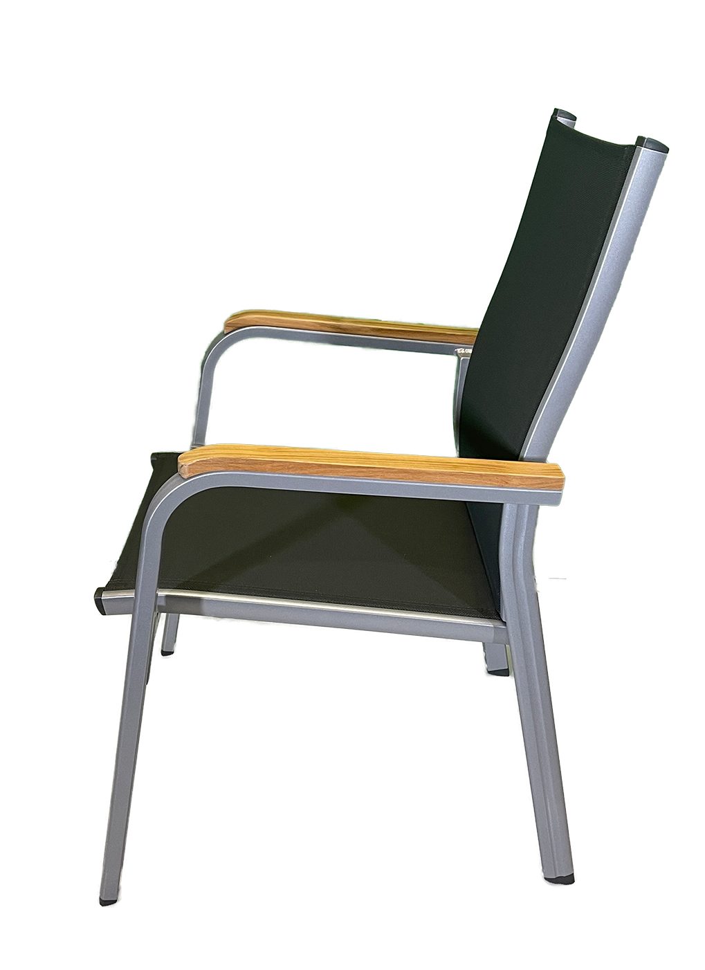 KETTLER Stapelstuhl GRANADA Stapelsessel, silber / anthrazit, Alu / Textilene / Teak