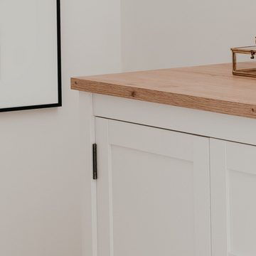 Finori Kommode Vestland (Sideboard in weiß mit Eiche Artisan, Landhaus, 120 x 90 cm), 8 Fächer