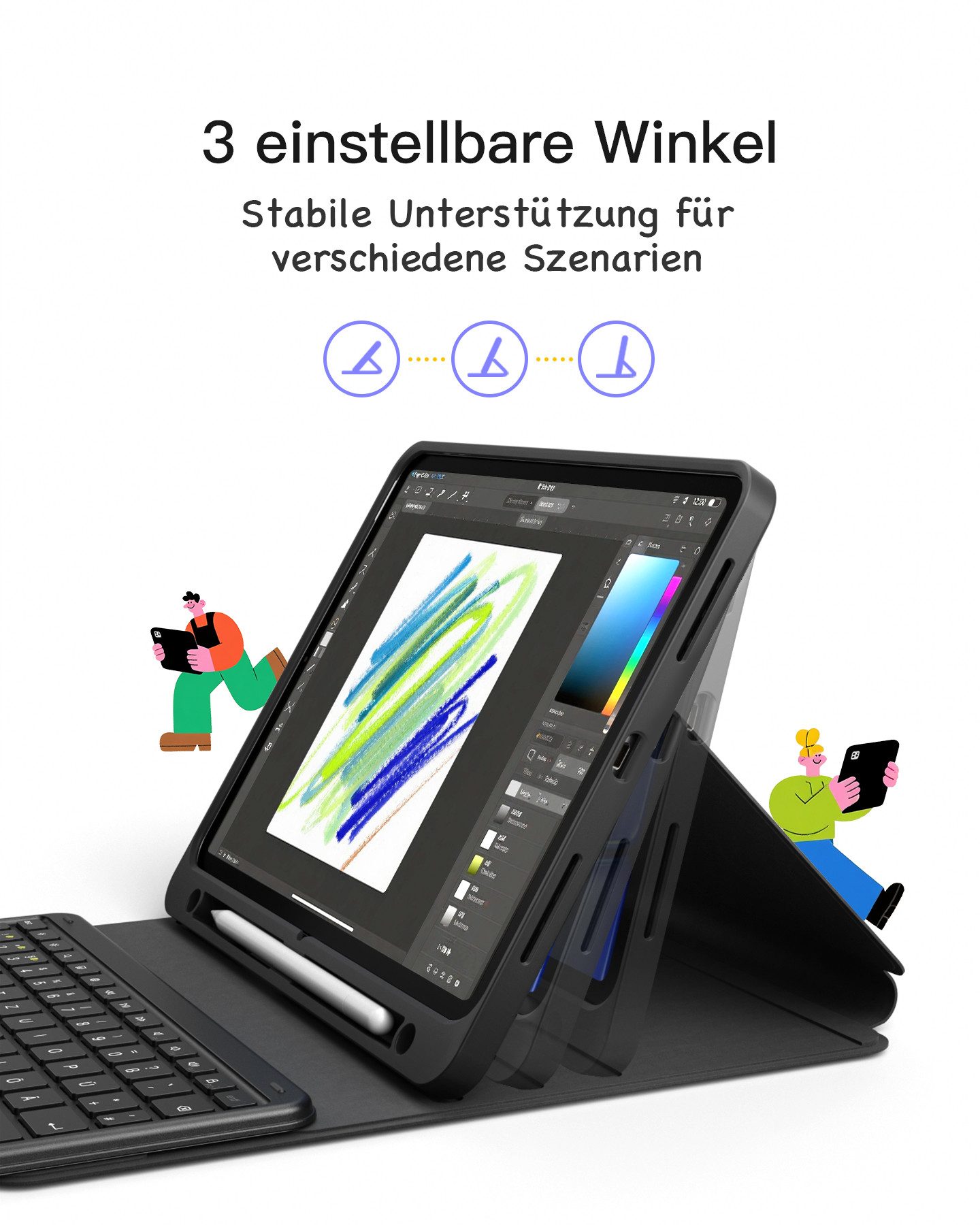 Inateck 10.9-11 Zoll iPad A16 11/10 Gen, Air M4/M3/M2, iPad Pro 4/3/2 iPad-Tastatur – Bild 4 von 5