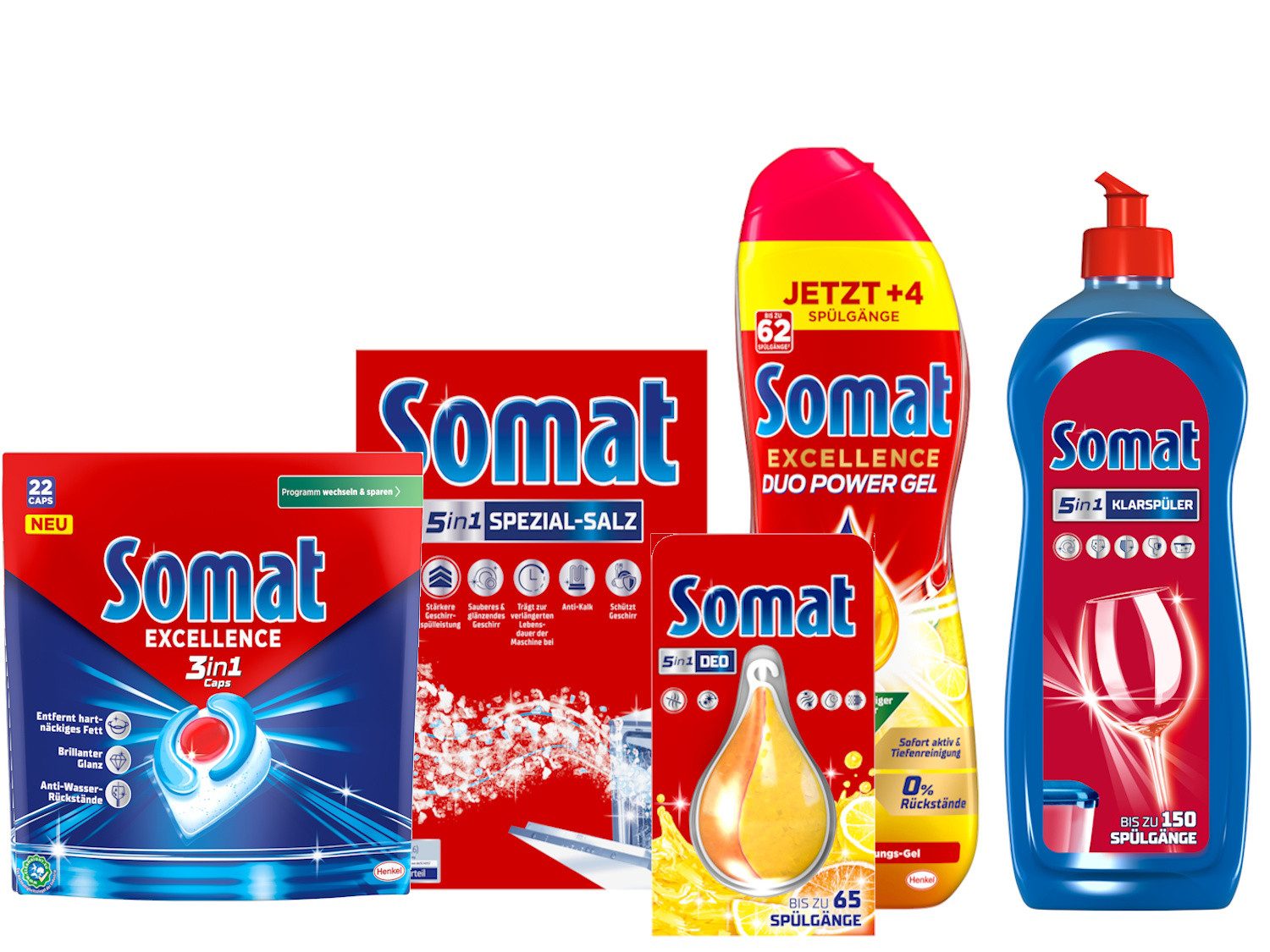 Somat SOMAT Spülmaschinen Set 3in1 Caps + Spezial-Salz + Klarspüler Spülmaschinentabs