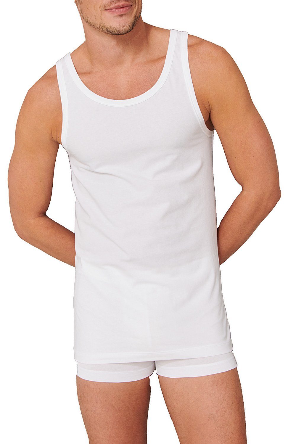 Schiesser Unterhemd 95/5 Organic Cotton Stretch (Packung, 4-St., 2er Pack, 4er Pack) Trägerhemd Achselshirt Weiss (100)