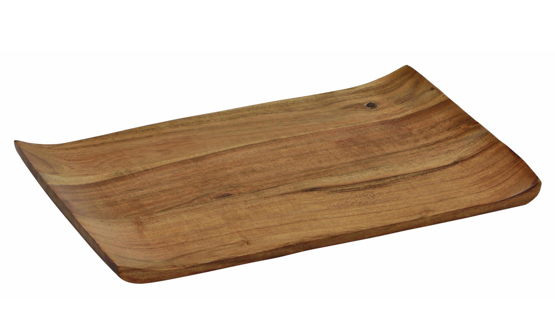 Spetebo Tablett Akazien Servierbrett mit geschwungenen Rändern, Akazienholz, (Packung, 1-tlg., 1 x Tablett), Holz Deko Kerzentablett | Tabletts