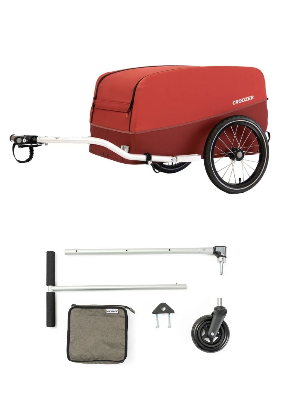 Croozer Fahrradlastenanhänger Cargo Pakko Picknick-Party-Bundle - Farbe: Lava Red, Fahrradanhänger für Lasten & Gepäck bis 45 kg