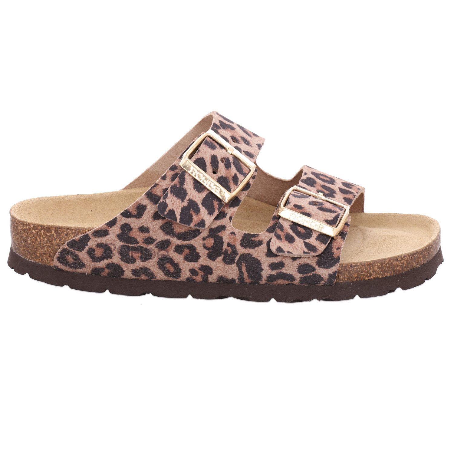 Rohde Alba Pantolette Sommerschuh, Strandschuh, Hausschuh in trendiger Leo-Optik
