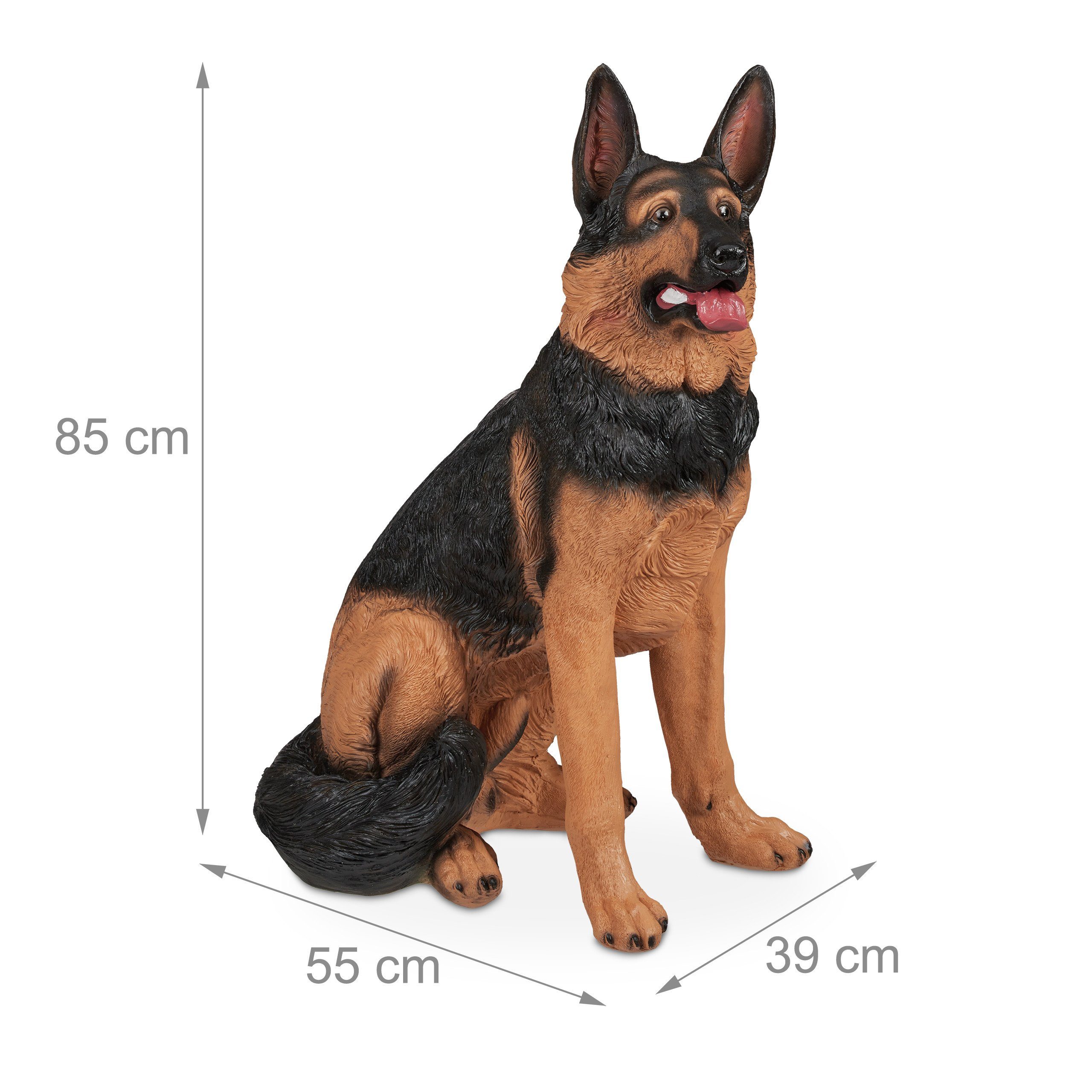 Schäferhund Lebensgroße relaxdays Gartenfigur Figur