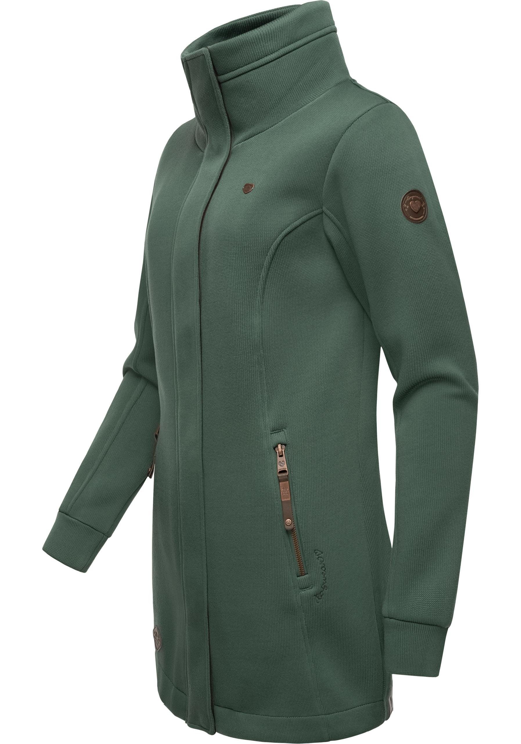 Ragwear Sweatjacke Letrice Bonded Elegante Zip-Jacke mit hohem Kragen in Feinstrickoptik