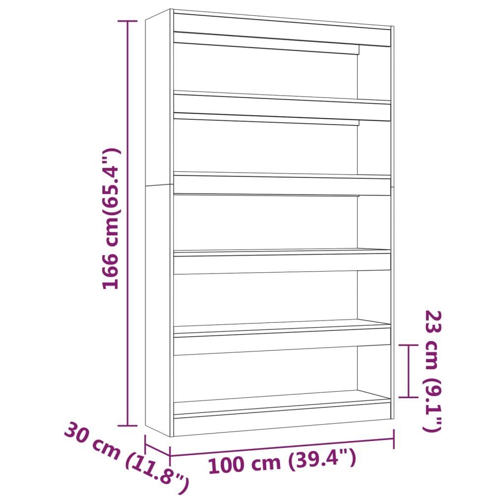 Schwarz 100x30x166 furnicato Bücherregal/Raumteiler Bücherregal cm