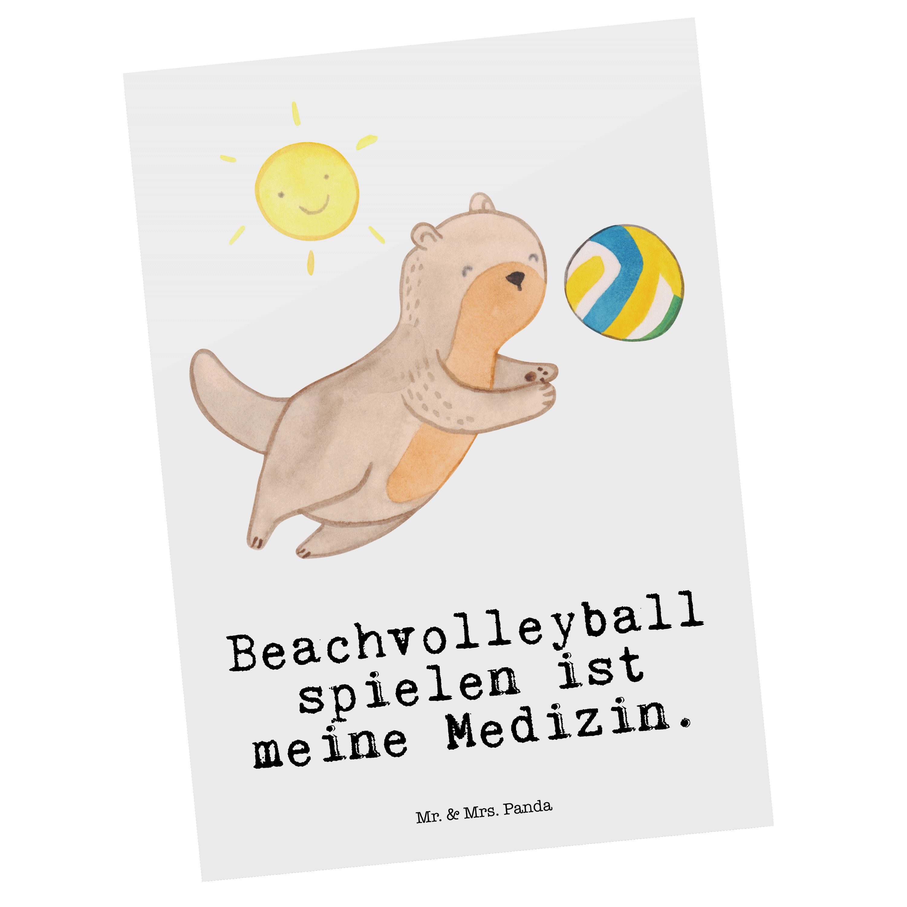 Mr. & Mrs. Panda Postkarte Otter Beachvolleyball Medizin - Weiß - Geschenk, Sportart, Geburtstag