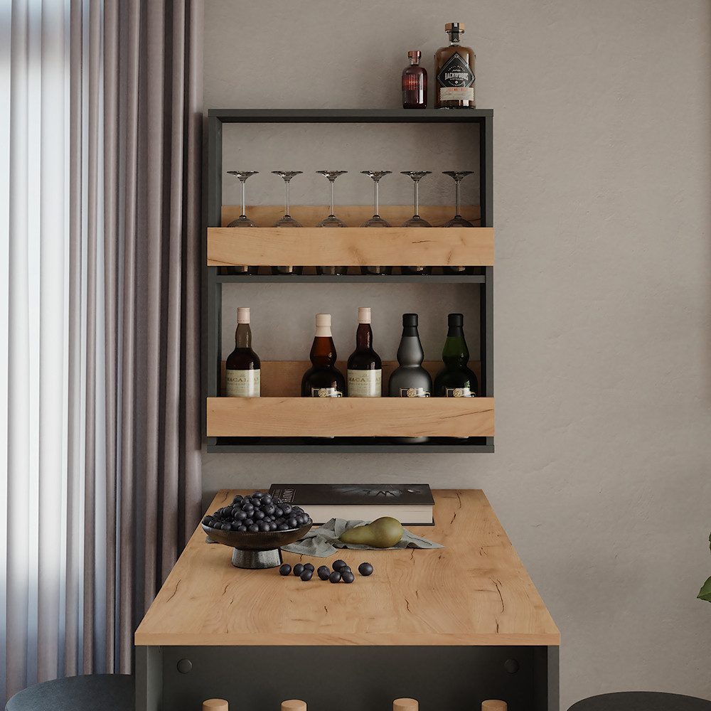 Vicco Weinregal Repose, Goldkraft Eiche/Anthrazit, 60 x 72 cm günstig online kaufen