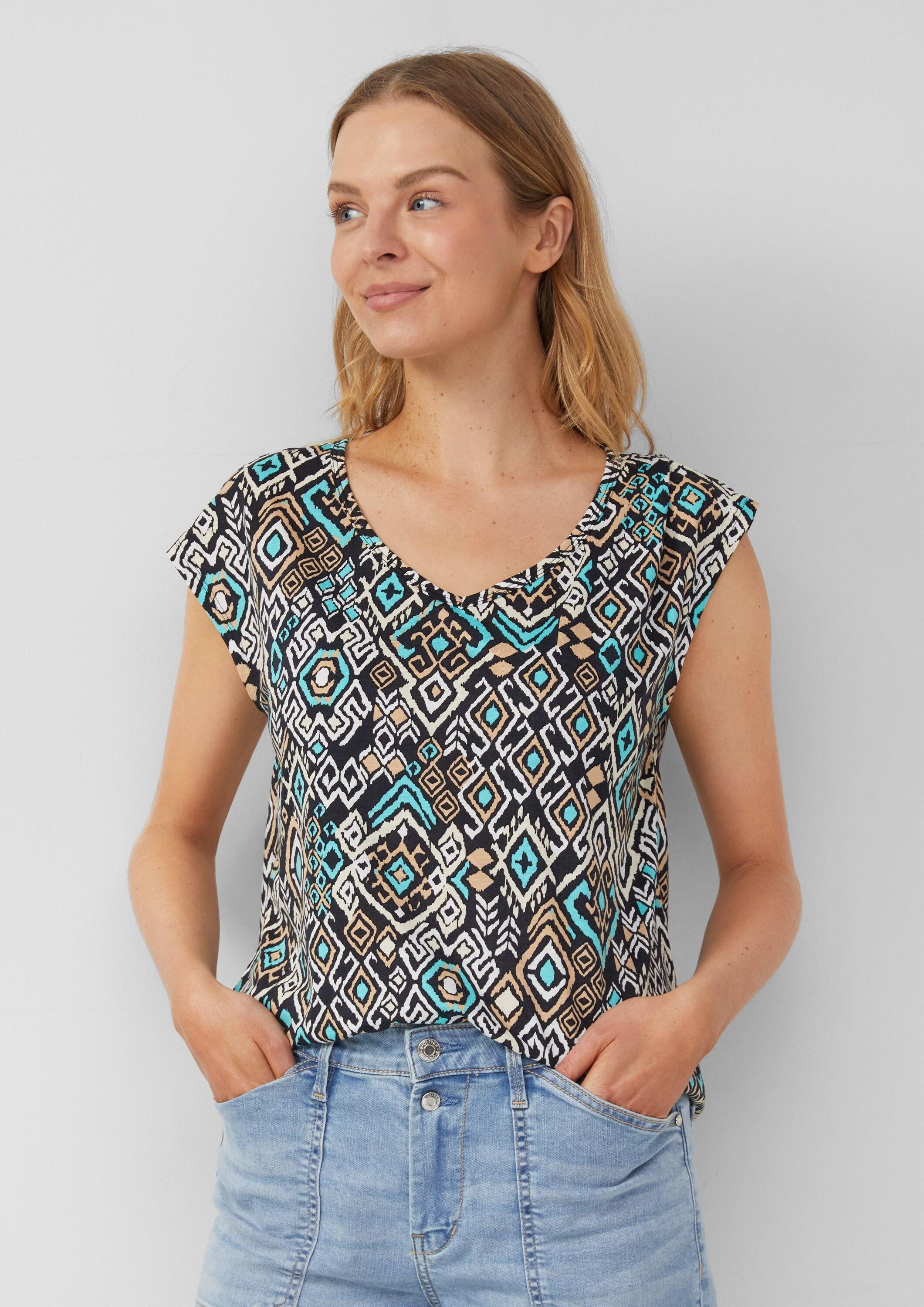 s.Oliver Kurzarmshirt T-Shirt T-Shirt mit weitem Ausschnitt, Cut-out und Sc günstig online kaufen