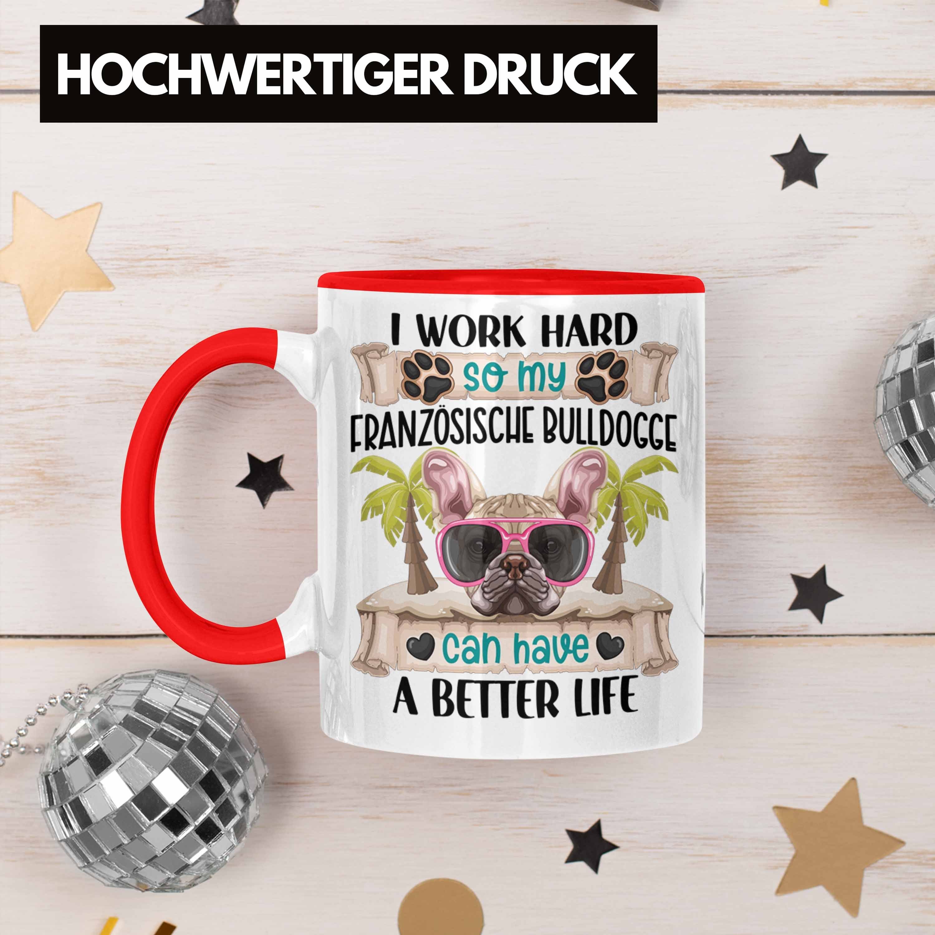 Geschen Bulldogge Besitzer Spruch Lustiger Geschenk Französische Tasse Tasse Trendation Rot