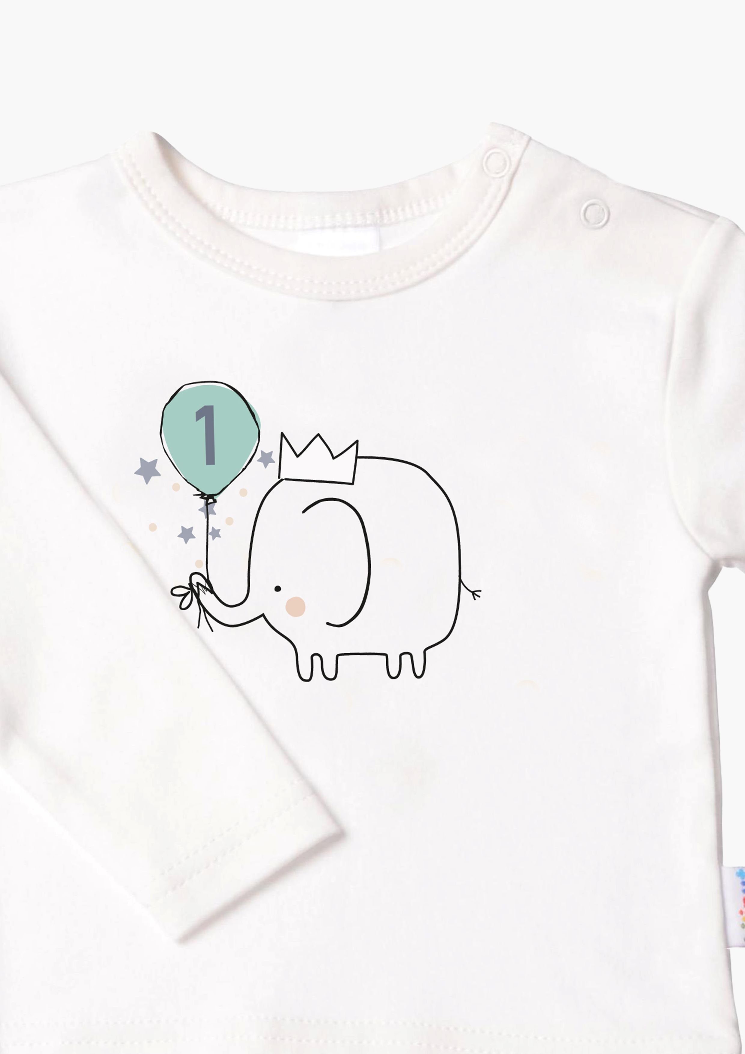 Langarmshirt 1 Schulter Liliput Elefant auf der mit Druckknöpfen