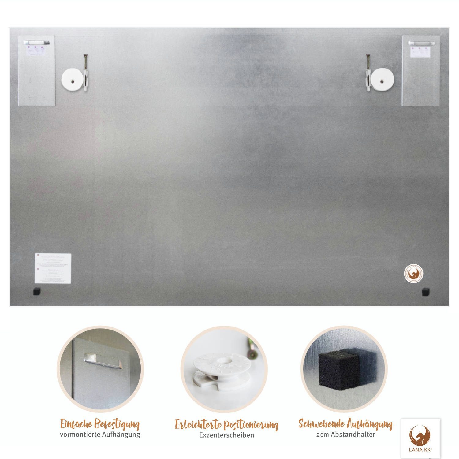 LANA KK Glasbild magnetische Weltkarte, deutsche Beschriftung