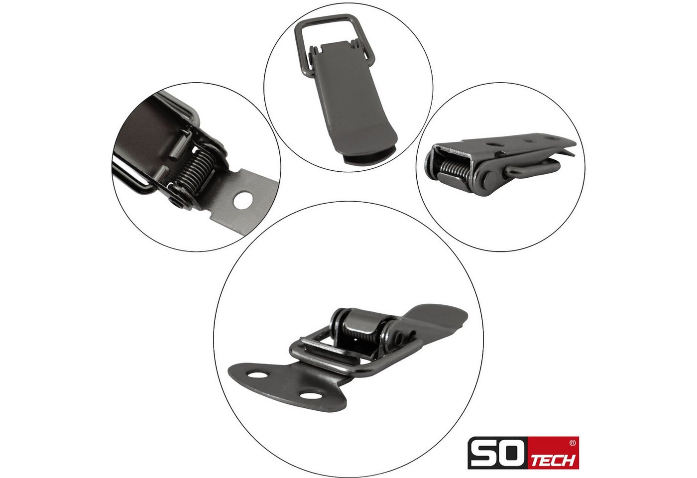 Thumbnail - SO-TECH® Kastenriegelschloss Spannverschluss LATCH Kniehebelspanner Stahl Verbinder, (6-tlg), Länge: 78 mm, Breite: 16 /...