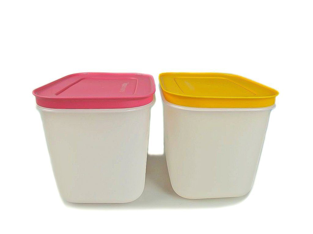 TUPPERWARE Frischhaltedose Eis-Kristall (2) 1,1 Lweiß- pink/orange + SPÜLTUCH