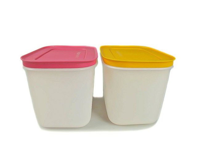 Tupperware Frischhaltedose “Eis-Kristall (2) 1,1 Lweiß- pink/orange + SPÜLTUCH”