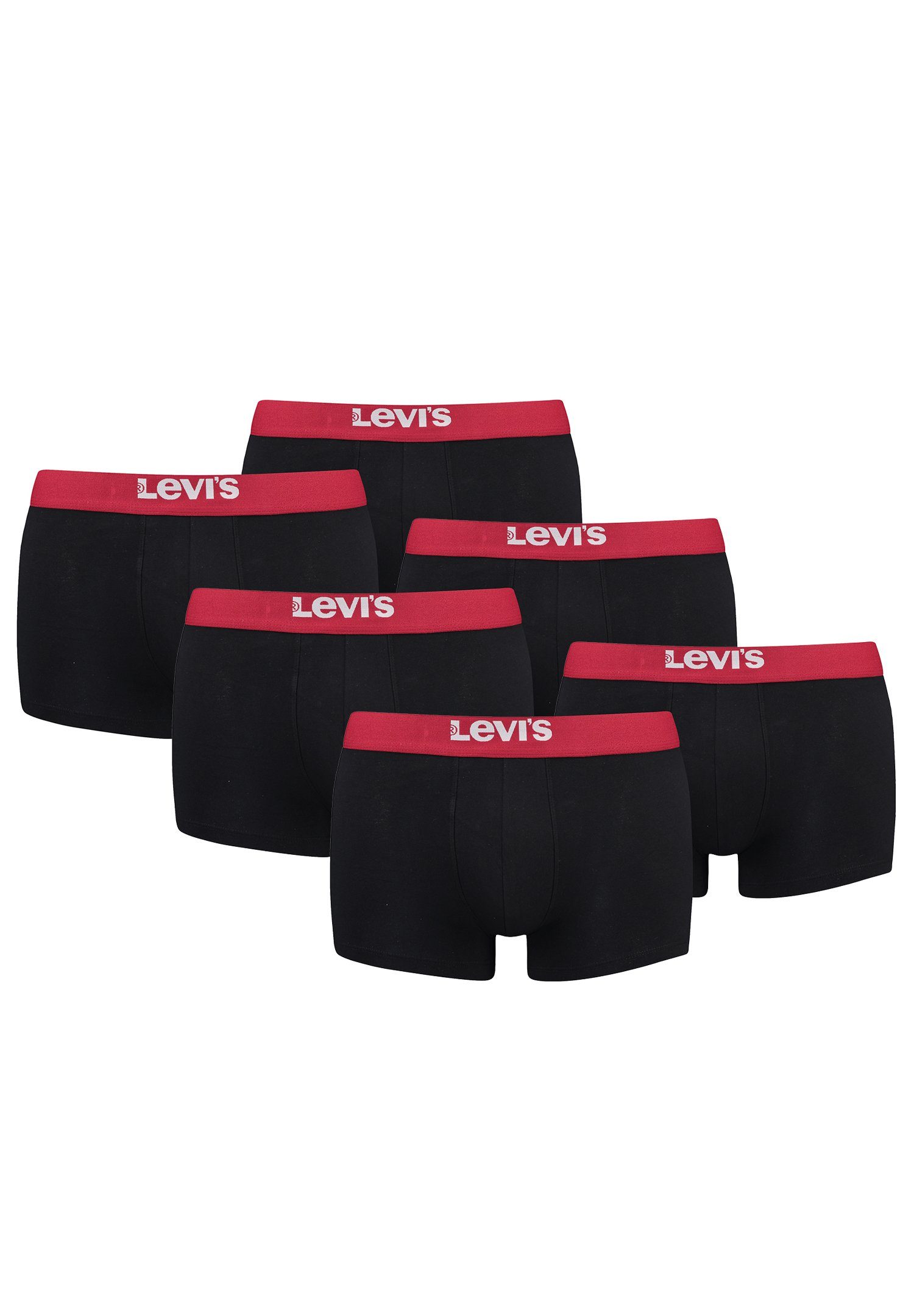 Levi's® Boxershorts 6er MEN 6er-Pack) TRUNK ORGANIC CO 6-St., (Set, Pack SOLID LEVIS Black/Red BASIC