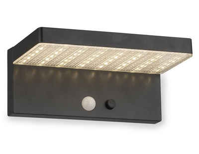 Kiom Außen-Wandleuchte Solar Wandleuchte Limanu schwarz Sensor 600 lm, Bewegungsmelder und Dauerlicht, LED, LED-Leuchtmittel fest verbaut, warmweiß