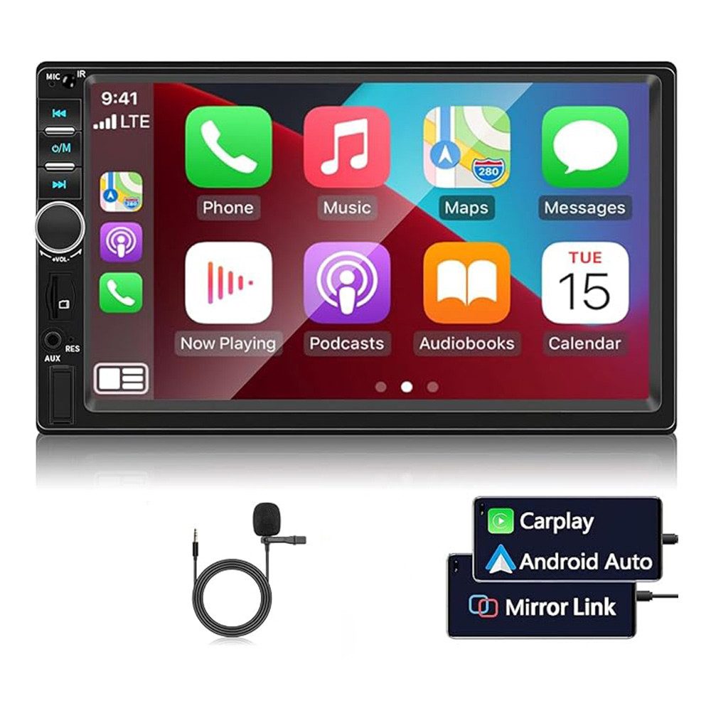 Hikity 2 DIN mit Apple Carplay Android Auto 7 Zoll HD Touchscreen Autoradio (FM Radio)