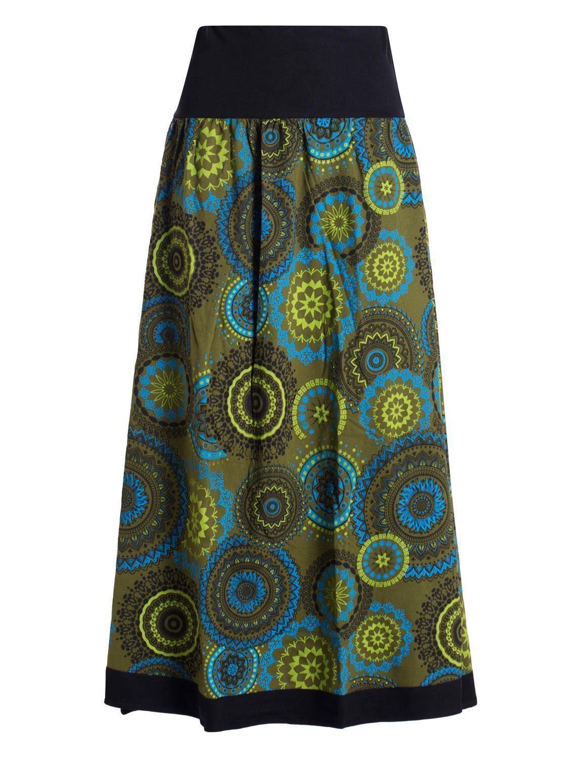 Vishes Maxirock Langer Damen Herbst-Rock Herbströcke Bunt mit Mandalas bedruckt Hippie, Festival, Boho Style