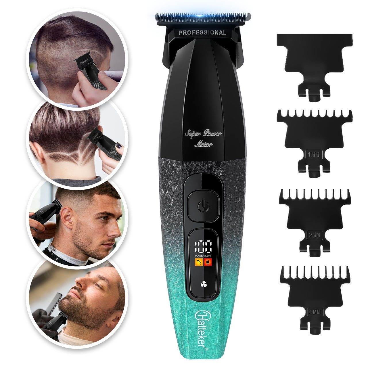 Scttomon Haarschneider G56, Barttrimmer, Trimmer für Haare & Bart, 8000 RPM, LED-Display