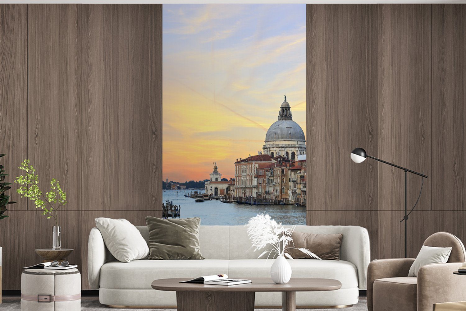 - (2 Venedig, - Fototapete Vliestapete Schlafzimmer Fototapete Matt, für Sonnenuntergang MuchoWow Küche, bedruckt, St), Wohnzimmer Italien