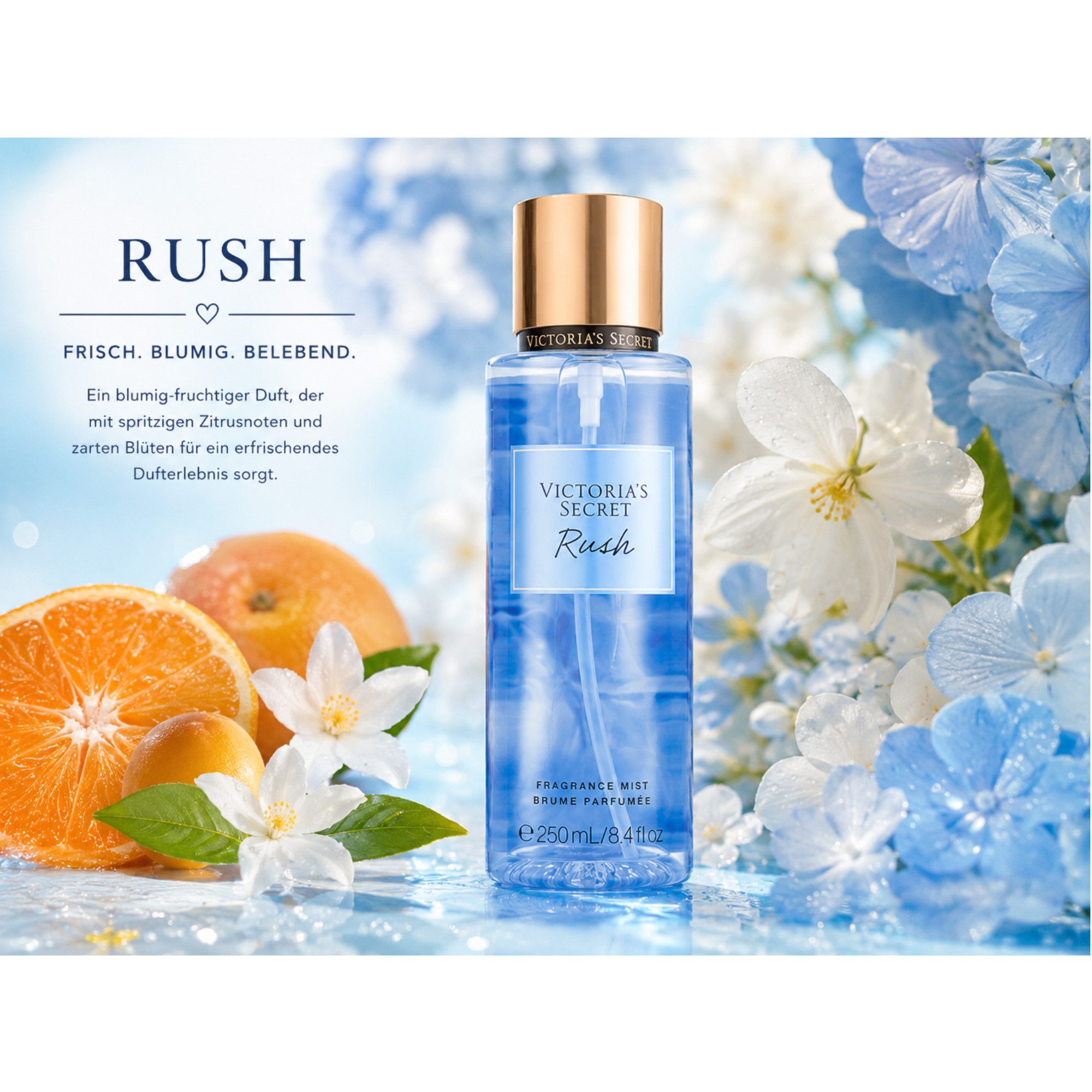 Victorias Secret Duft-Set Rush Fragrance Mist Doppelpack 2 × 250 ml, Doppelpack mit frischem Duft und 500 ml Gesamtinhalt