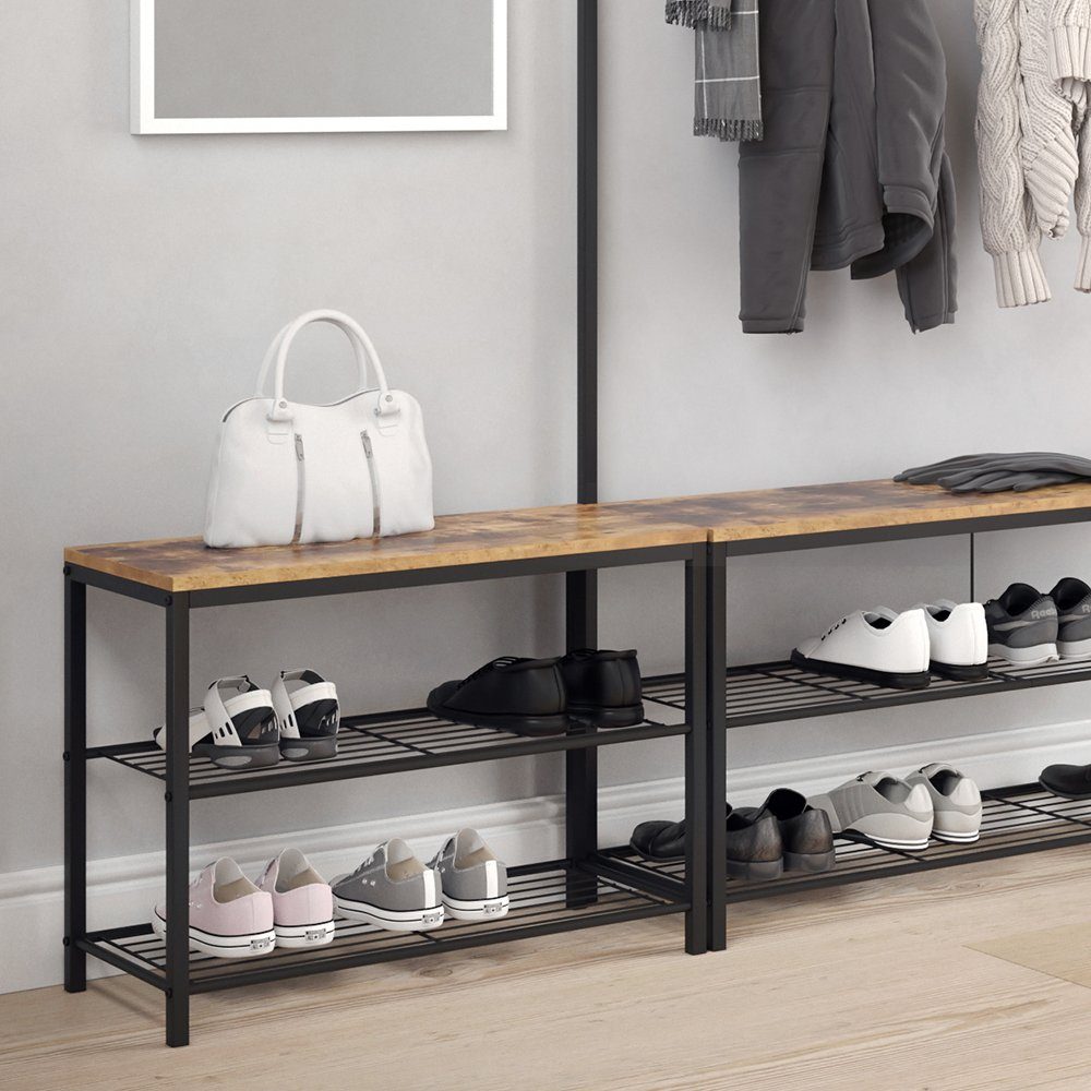 Schuhbank Fyrk, Eiche rustikal/Schwarz, 70 x 51.5 cm