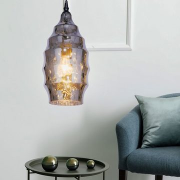 etc-shop LED Pendelleuchte, Leuchtmittel inklusive, Warmweiß, Farbwechsel, Vintage Decken Pendel Leuchte Fernbedienung Glas Hänge Lampe rauch