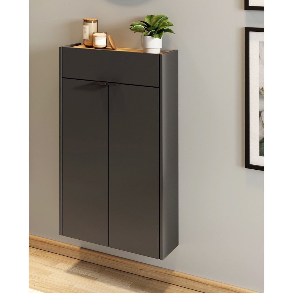 Lomadox Schuhschrank ABERDEEN-01 graphit mit Eiche günstig online kaufen