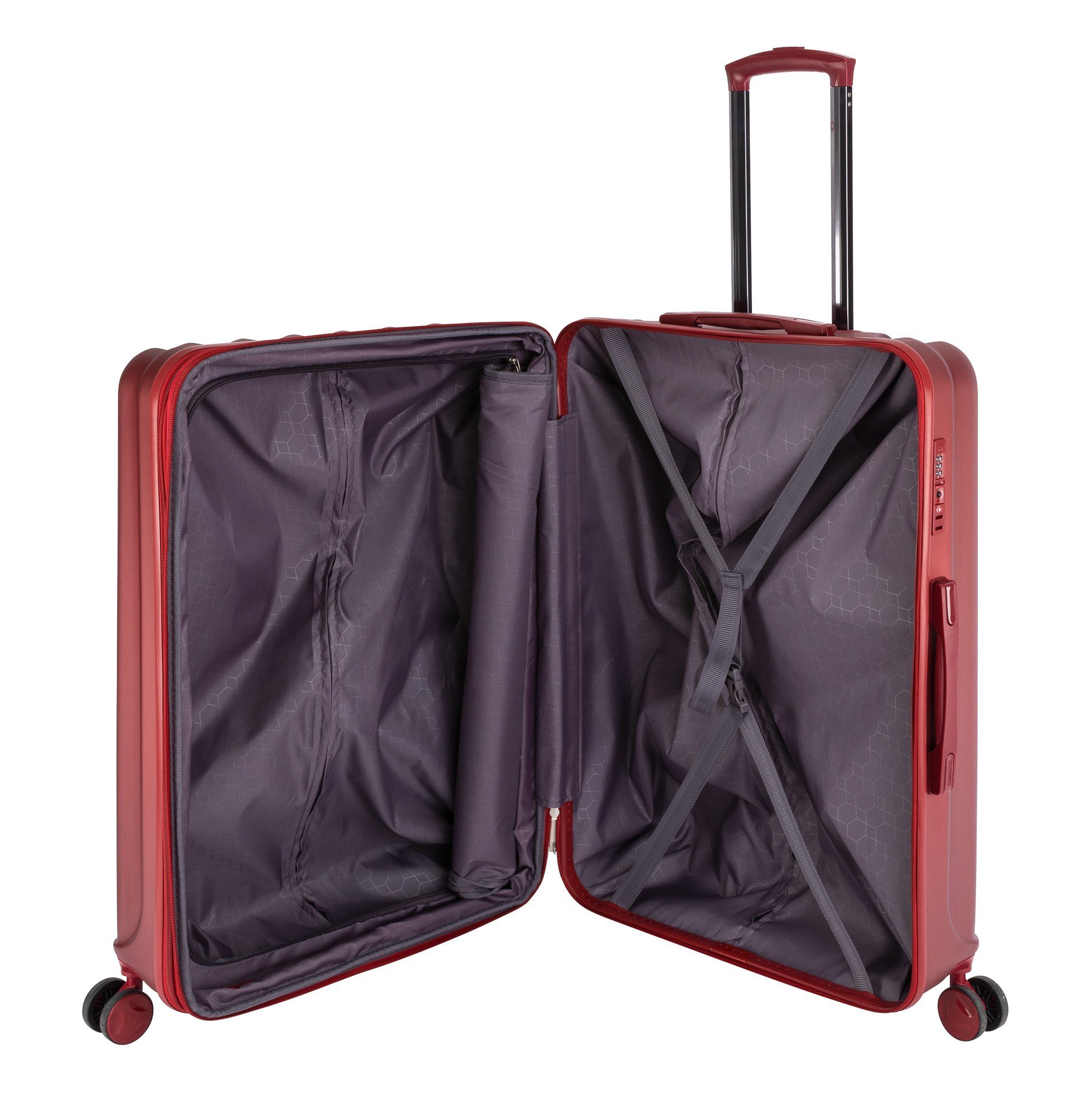Travelhouse Hartschalen-Trolley Porto, 4 Rollen, Dehnfalte +15% Volumen, robuste Reißverschlüsse, große Rollen