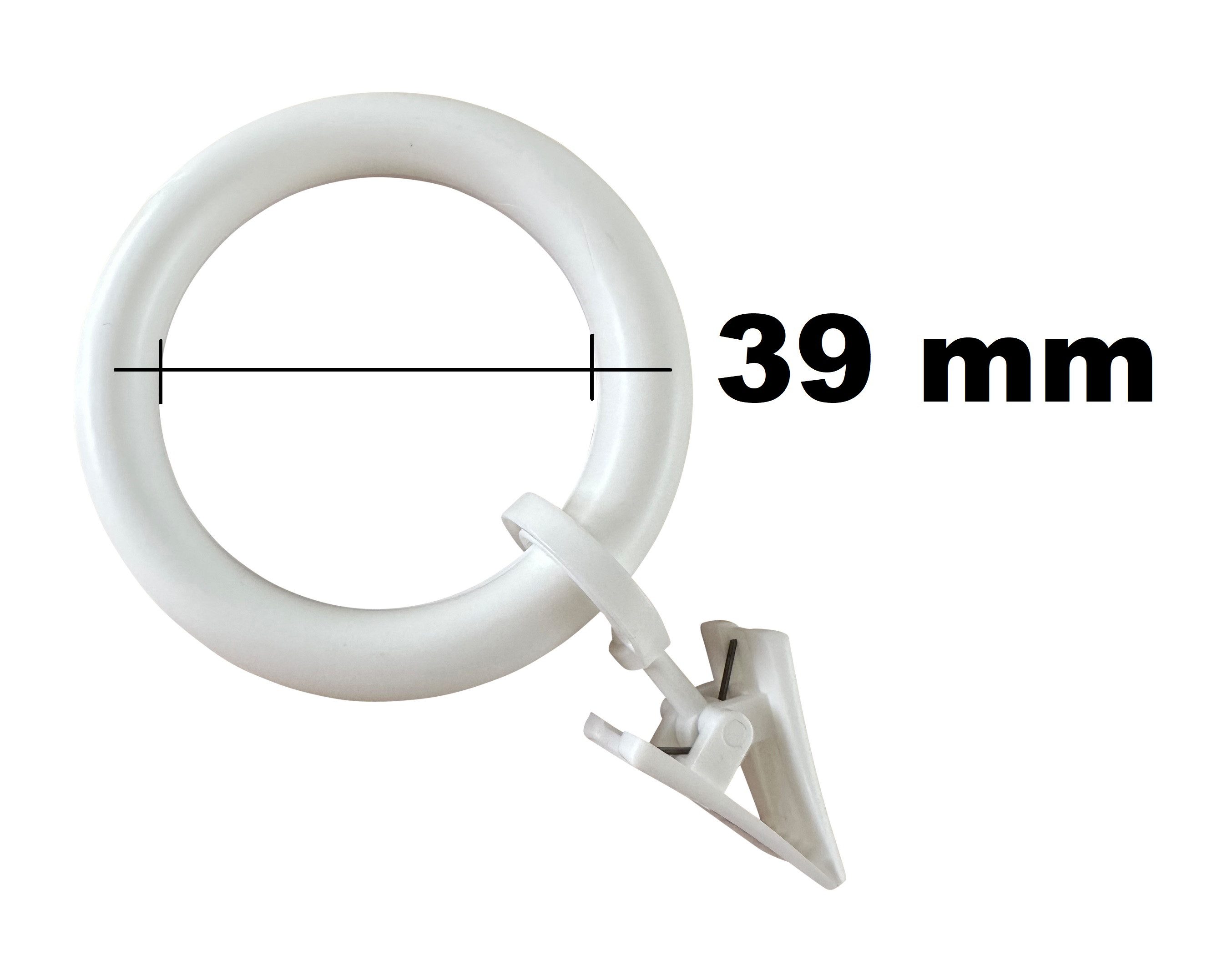 rewagi Gardinenring Gardinenringe mit Klammern 10er-Set Weiß Ø55/39 mm Made in Germany, Gardinen, Gardinenschienen, Gardinenstangen, Innenlaufsysteme, Vorhänge, – Bild 3 von 5