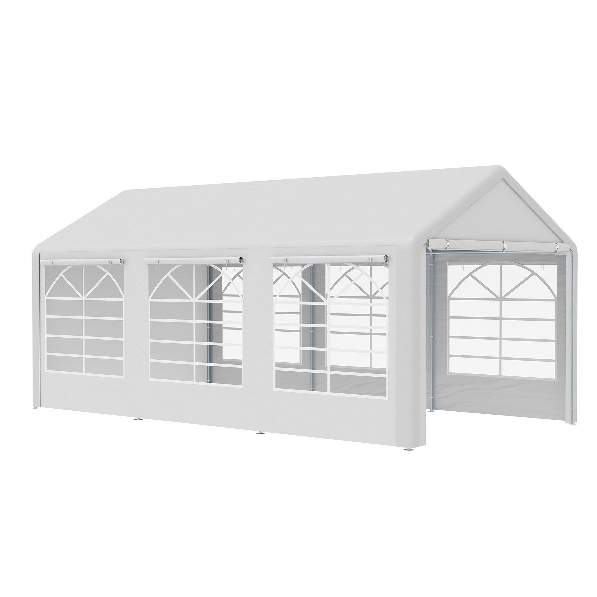 Outsunny Pavillon Gartenpavillon, Wasserdicht, mit 4 Seitenteilen, (Partyzelt, Festzelt), für Garten, Balkon, Weiß