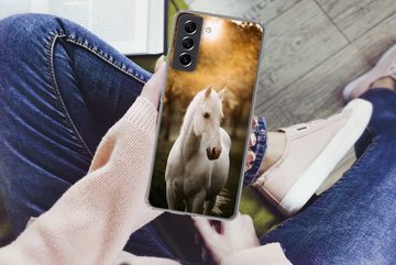 MuchoWow Handyhülle Pferd - Sonne - Herbst - Tiere - Natur, Phone Case, Handyhülle Samsung Galaxy S21 FE, Silikon, Schutzhülle
