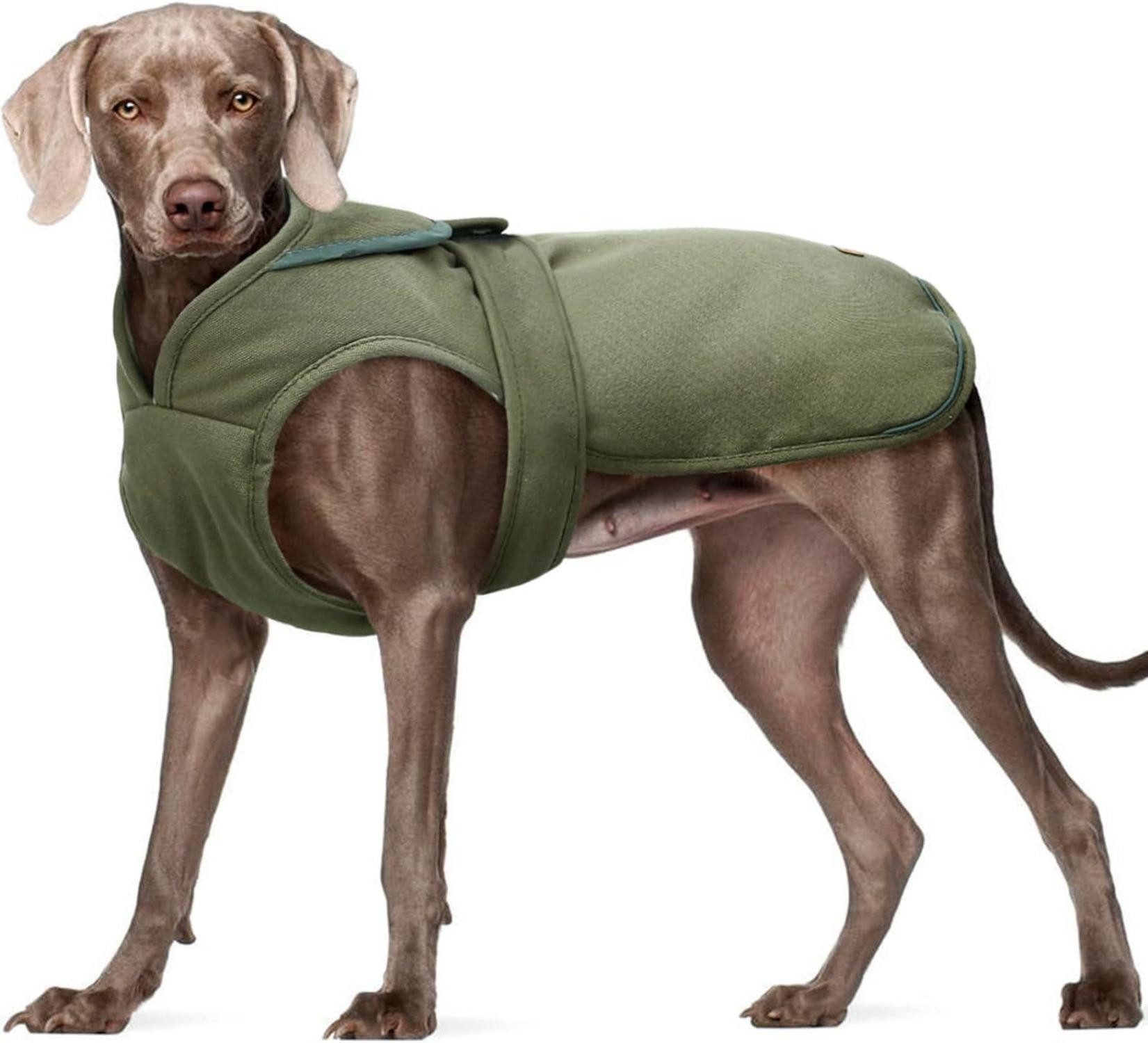 Kuoser Schutzkragen Leinwand Hund Wintermantel weiches Fleece XS-3XL Grün