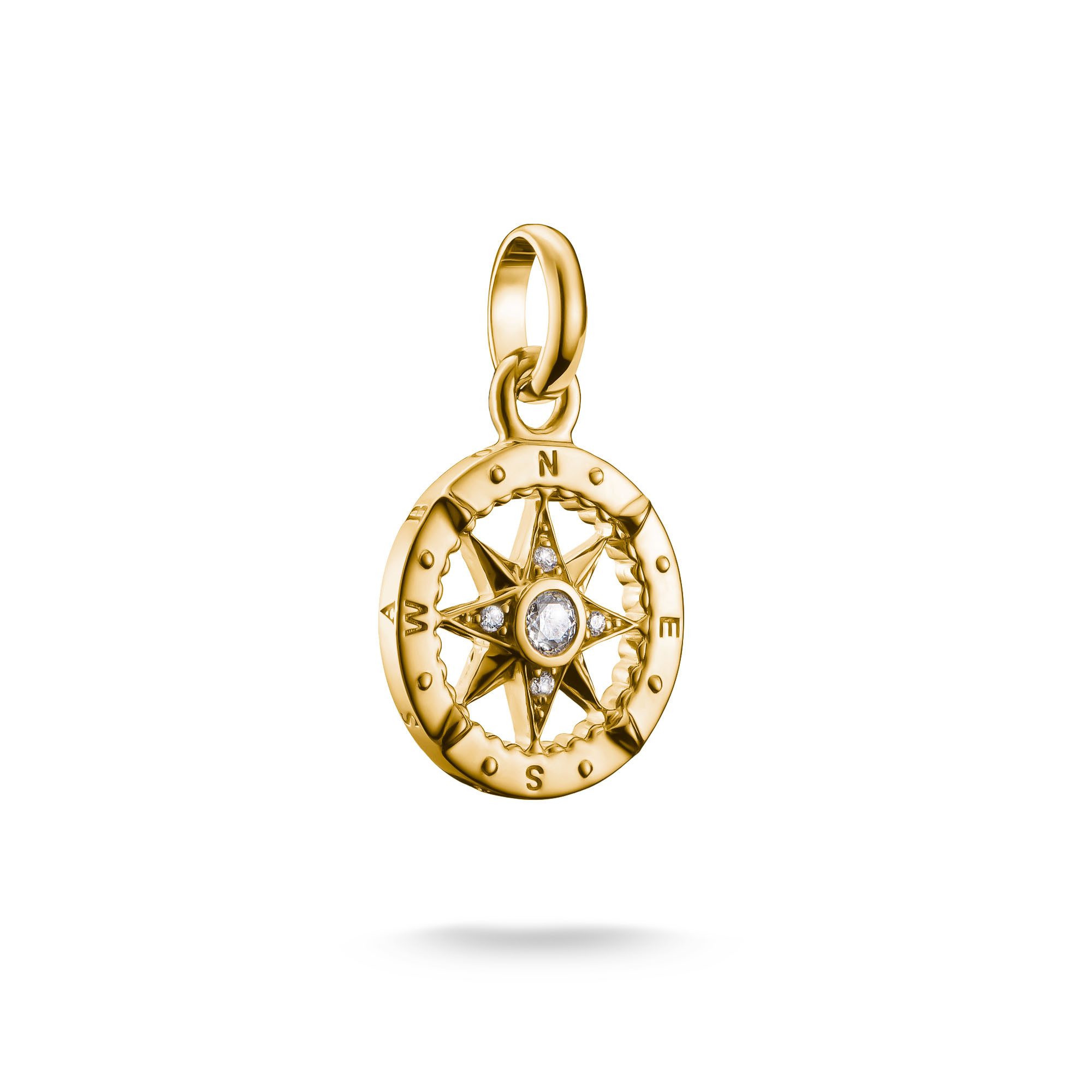 THOMAS SABO Charm-Einhänger Charm Kompass vergoldet - Connect, CC1261-414-14, mit Zirkonia (synth)