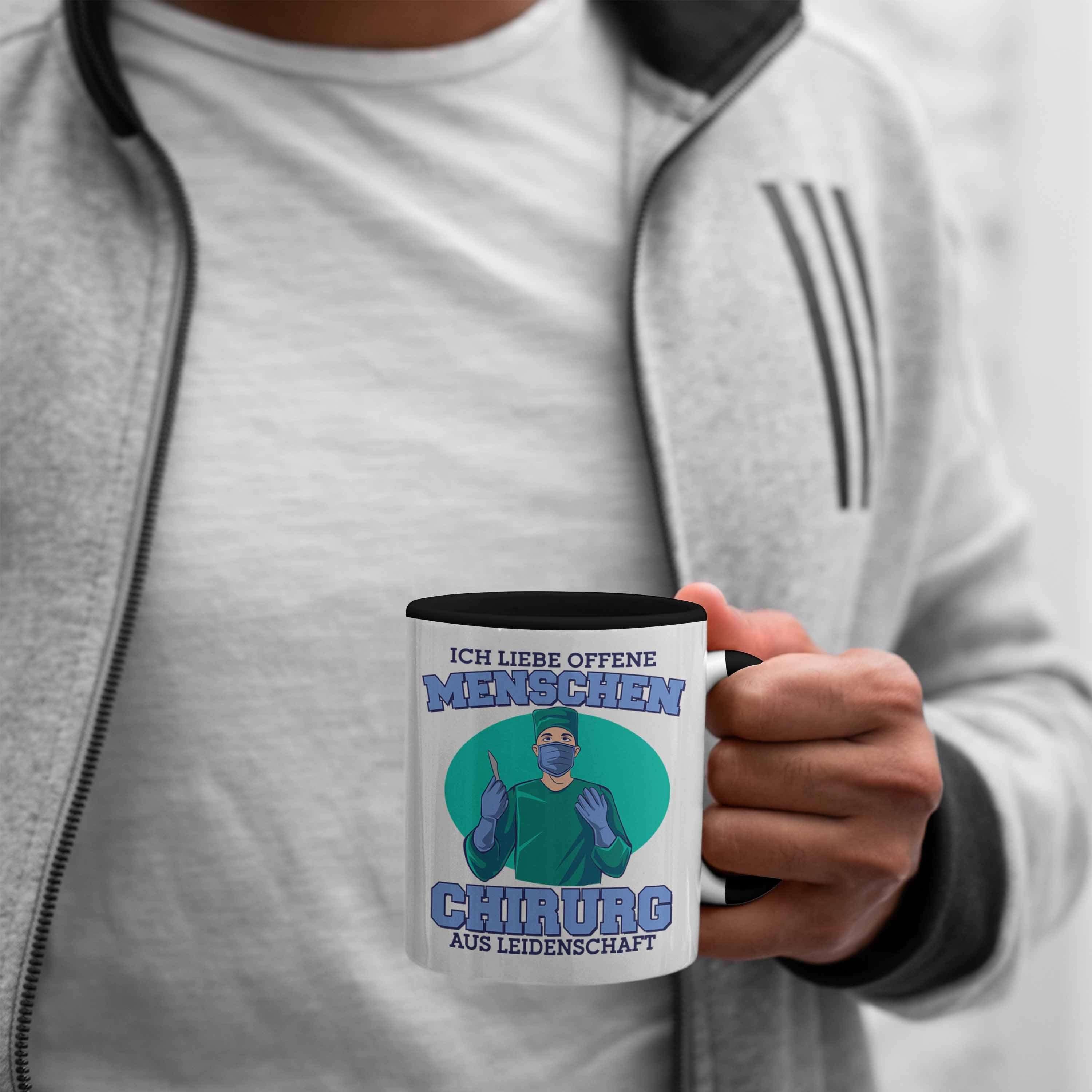 für "Ich Lustige offene Trendation Tasse Schwarz Chirurg Geschenk liebe Menschen" Chirurg-Tasse