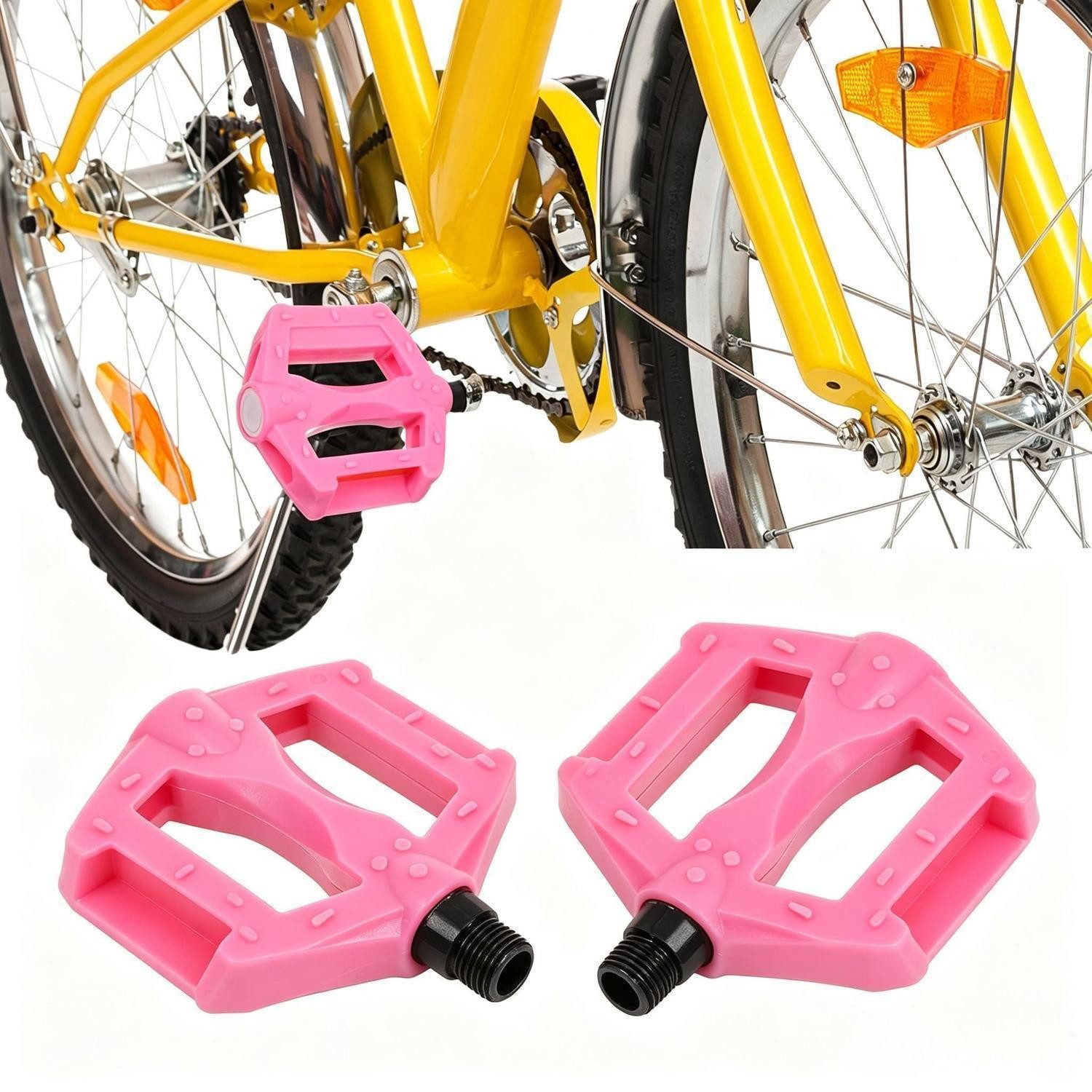 LuxusKollektion Plattformpedale Kinderfahrrad Pedale Rosa Kunststoff Achse Flat
