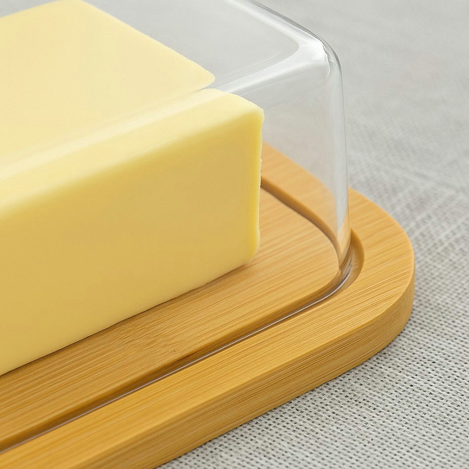 Koopman Butterdose Aufbewahrung Butterglocke Bambus Kühlschrank Box Deckel 250 Gr., Bambus, (1-tlg), Für 250g Butter, Butterbox, Deckel, Butterglocke, Butterbehälter