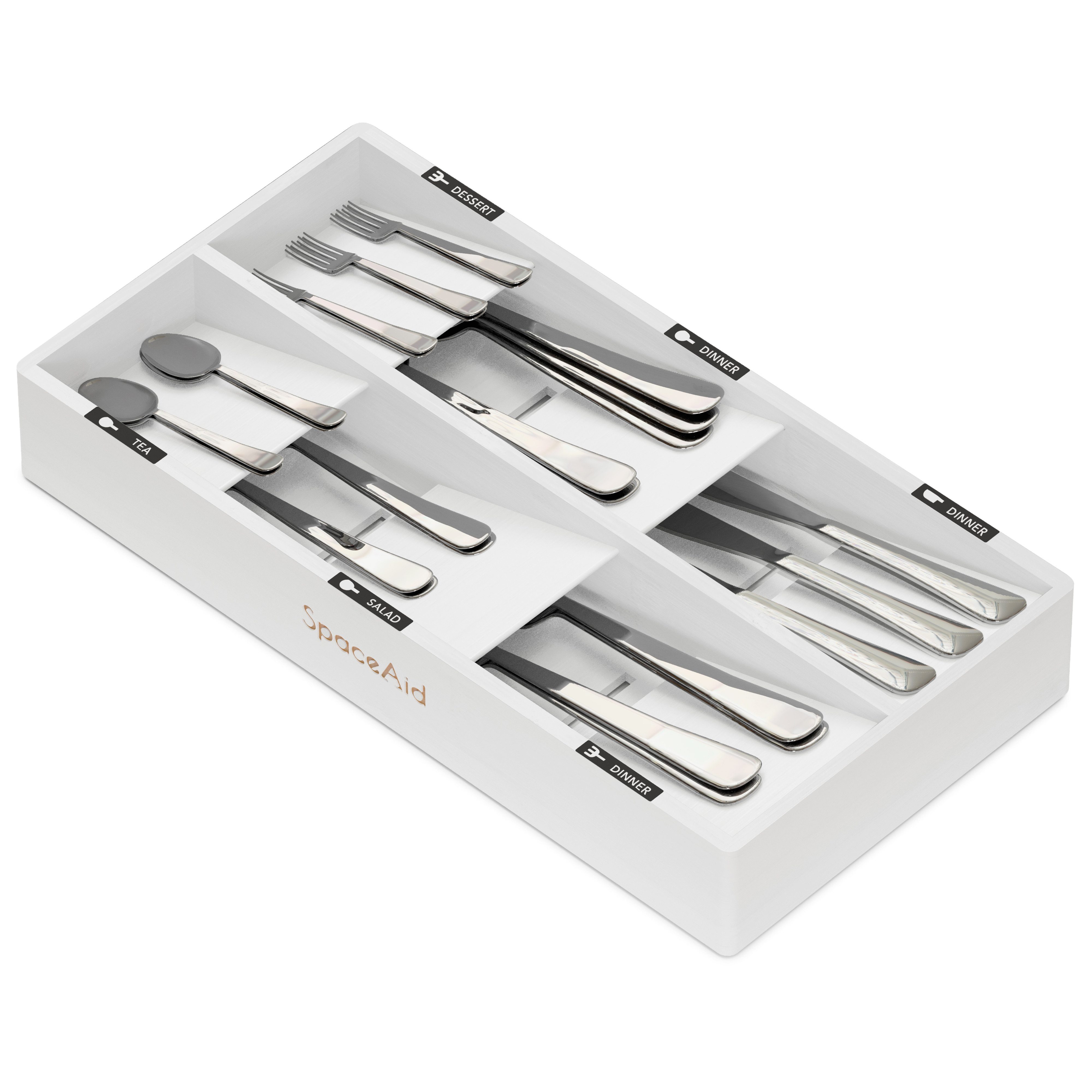 SpaceAid Besteckeinsatz Bambus-Schubladeneinsatz (Küchenutensilien-Tablett-Halter-Organizer)