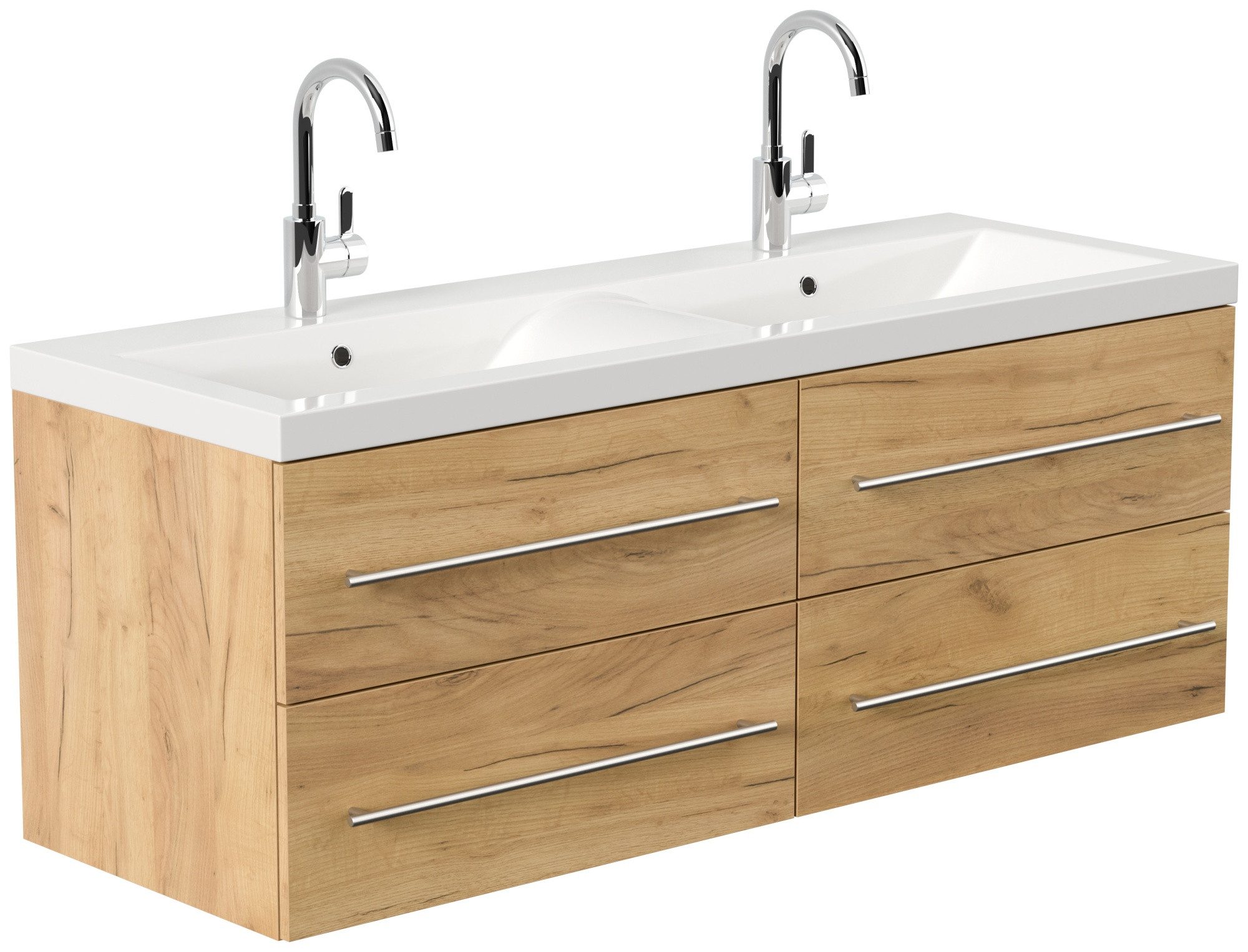 Magnolia Home Waschtisch Badmöbelset Persepolis XL 2-teilig LED-Spiegel eiche gold