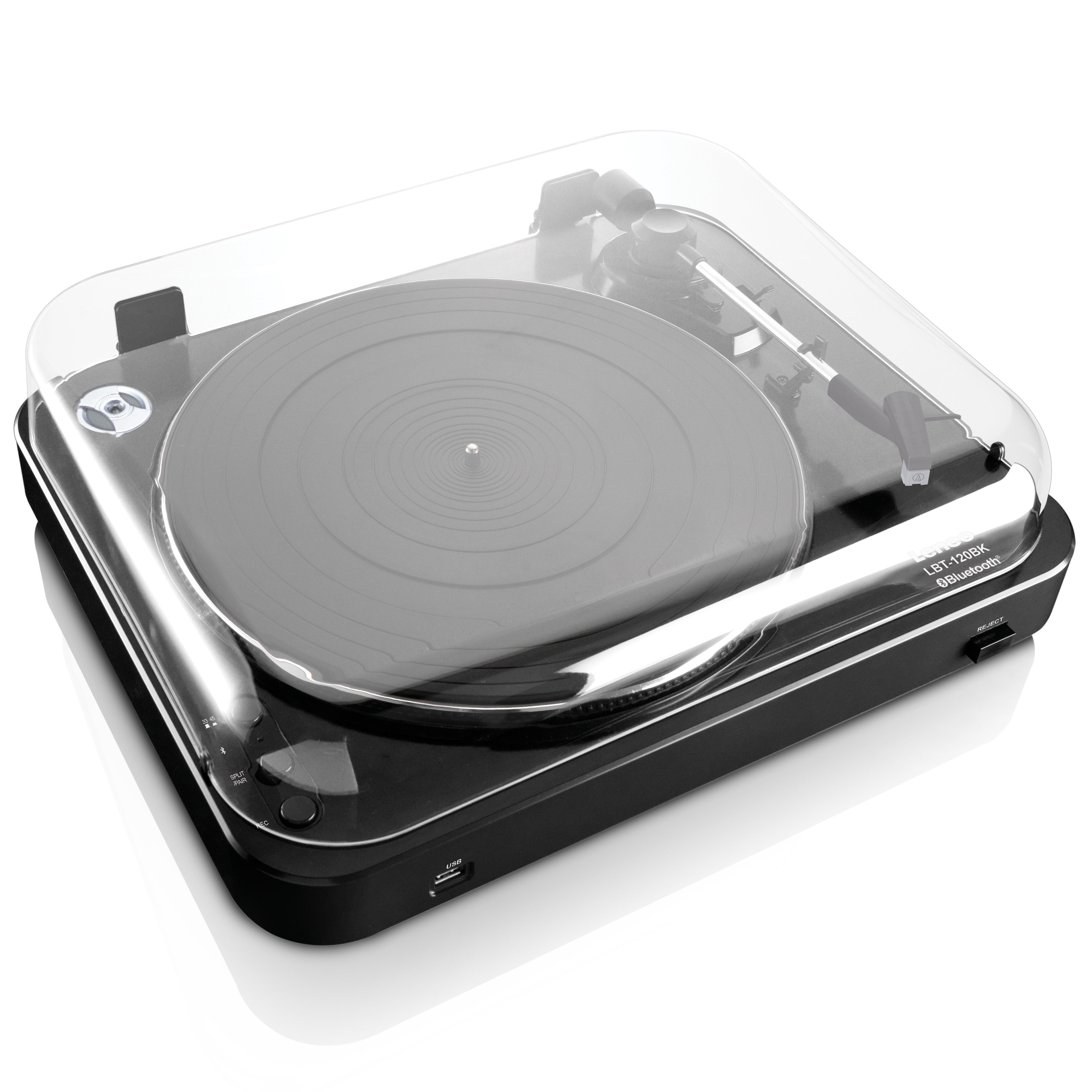 Lenco LBT-120BK Plattenspieler (Riemenantrieb, Bluetooth, Bluetooth, MP3, 33/45U/min & Sound Vorverstärker) – Bild 2 von 5