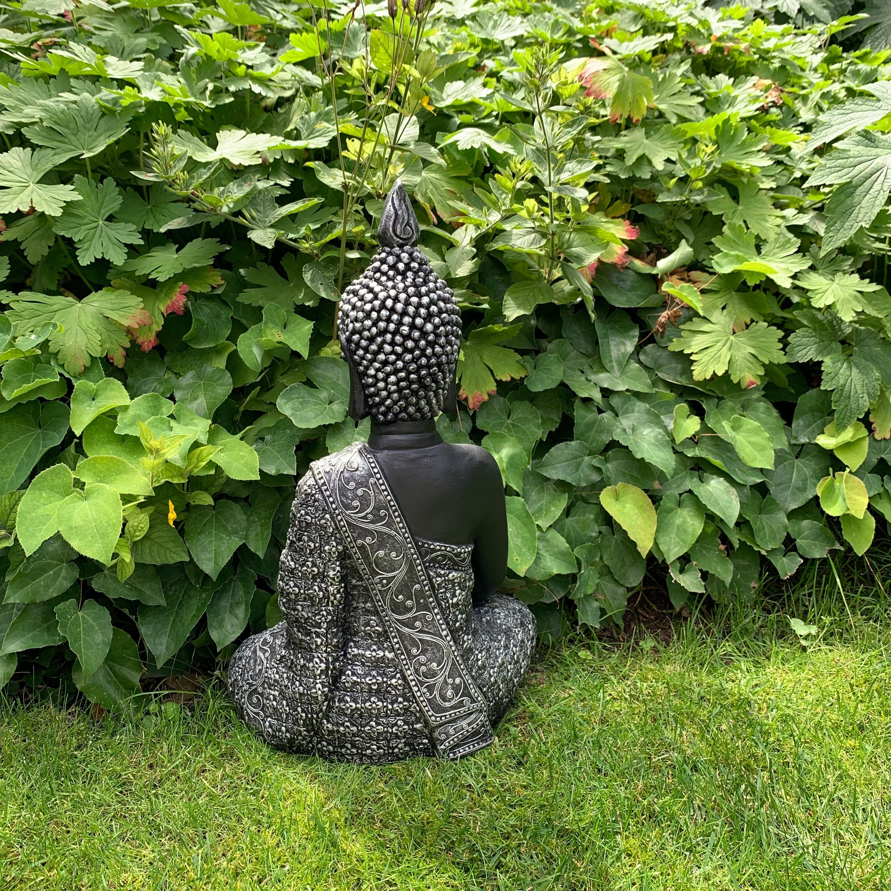 K&L Wall Art Buddhafigur Thai Buddha Statue Kunststein Beton Feng Shui Deko große Steinfigur (1, Gartenfigur), Wellness Gartendeko 45cm