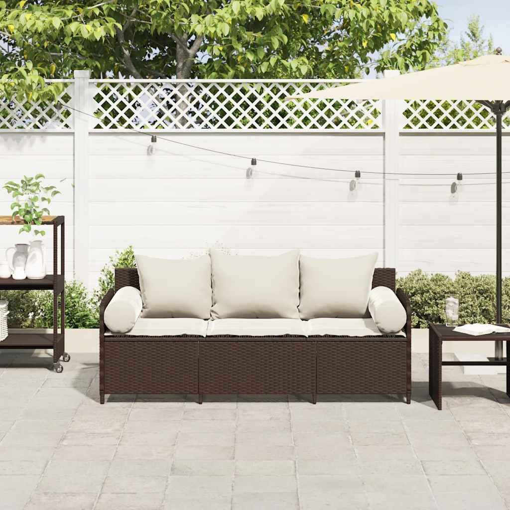 vidaXL Loungesofa Gartensofa mit Kissen 3-Sitzer günstig online kaufen