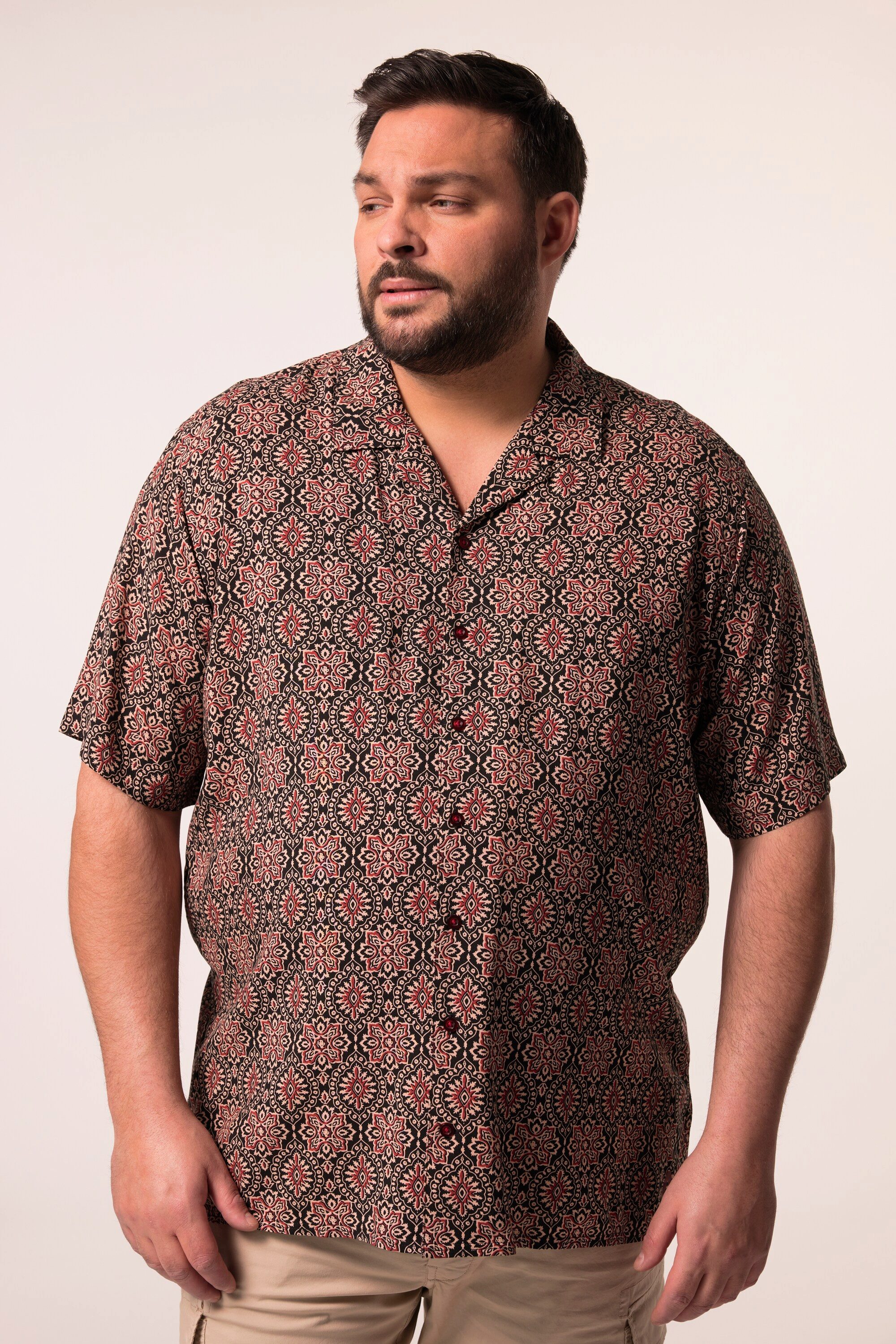 Kurzarmhemd Viskose-Hemd Halbarm Cubakragen Cuba Fit