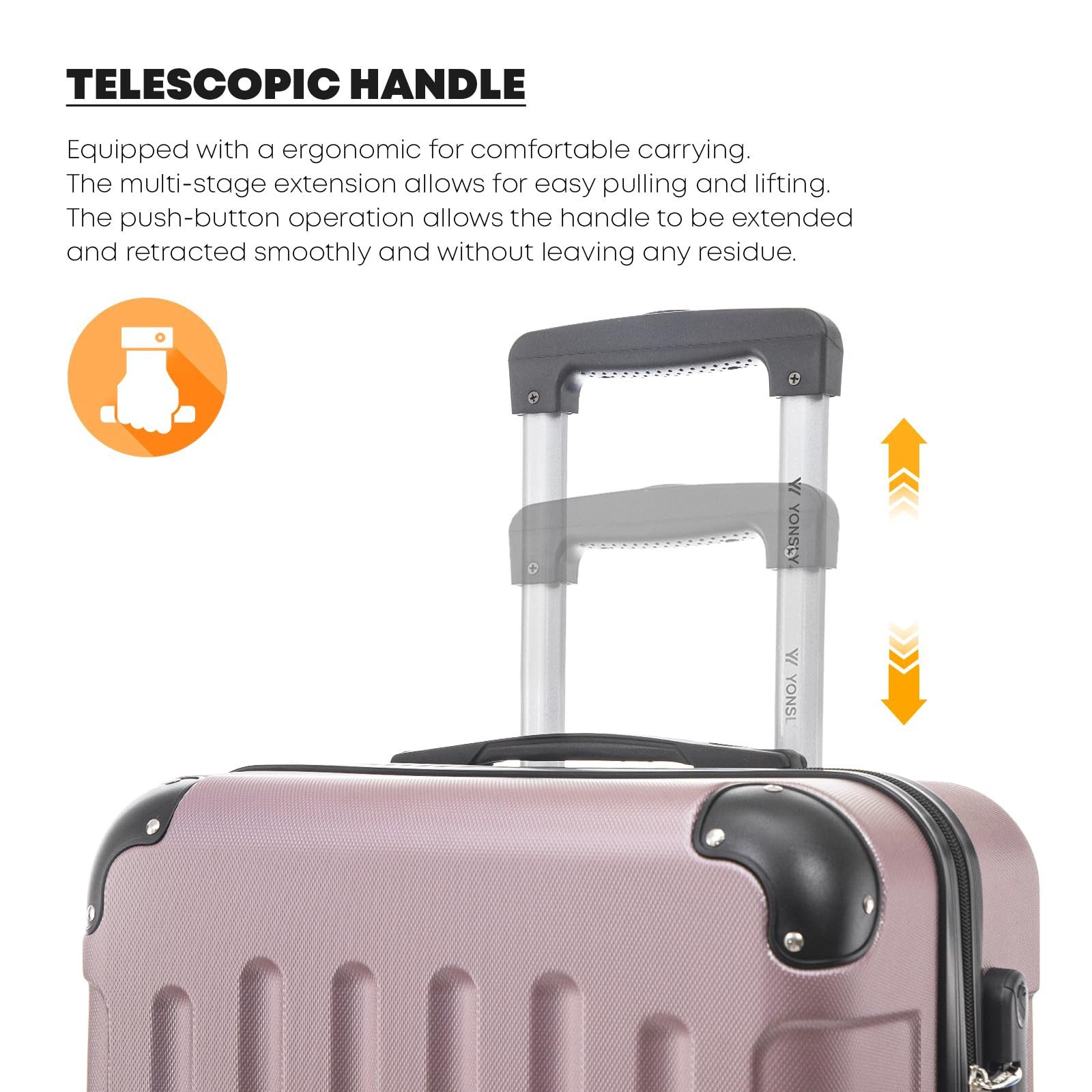 YONSLY Trolleyset Hartschalen-Reisekoffer Rollkoffer Trolley Gepäckset aus ABS, 4 Rollen, (Reiseset, 2 tlg., Größen L&XL), mit 360° Doppelrollen, Zahlenschloss und ergonomischem Gummigriff