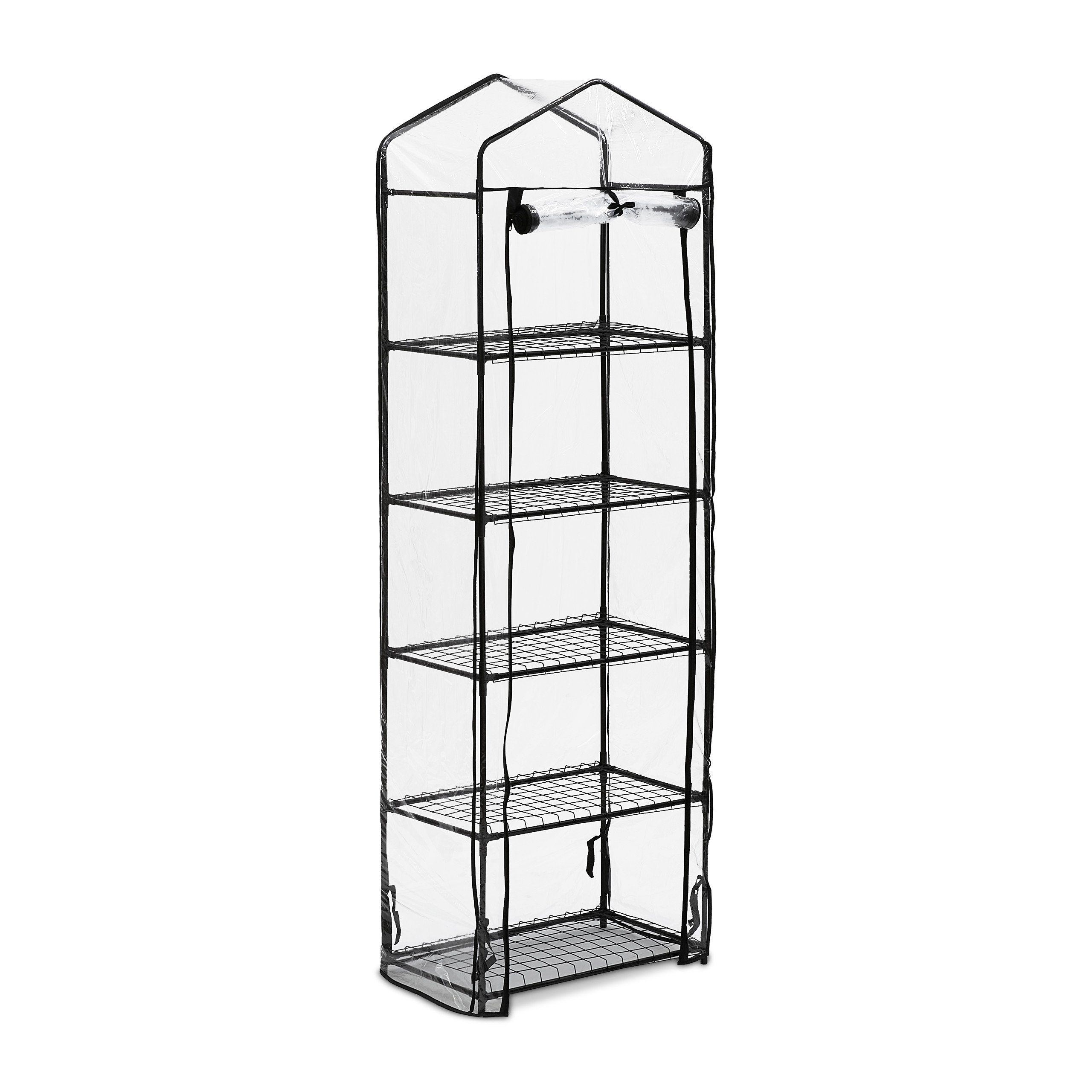 relaxdays Foliengewächshaus Balkon Gewächshaus mit PVC-Folie, BxTxH: 58 x 36 x 193 cm, BxLxH: 58 x 36 x 193 cm, 5-St.